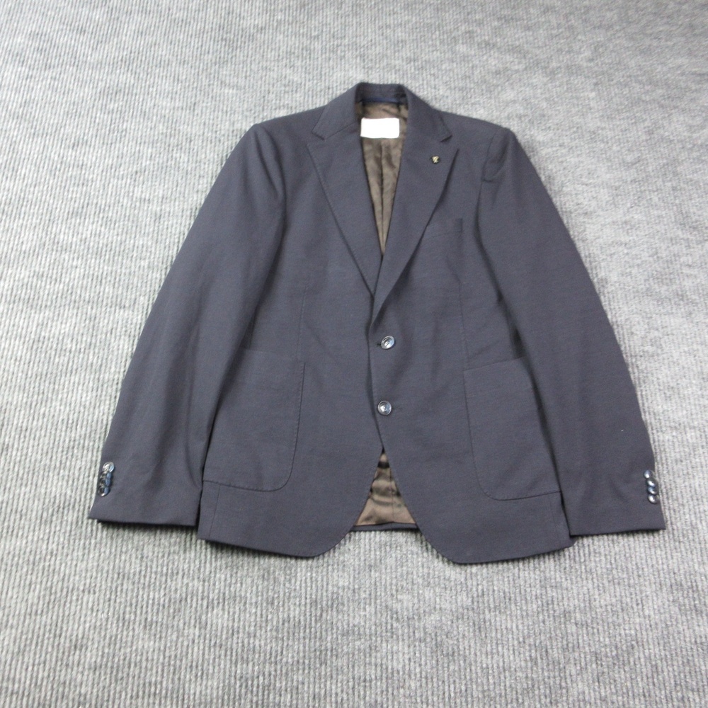 Carl Gross Suit Jacket Mens 46 Blue 24/7 Flex Stretch Jersey Single-Breasted